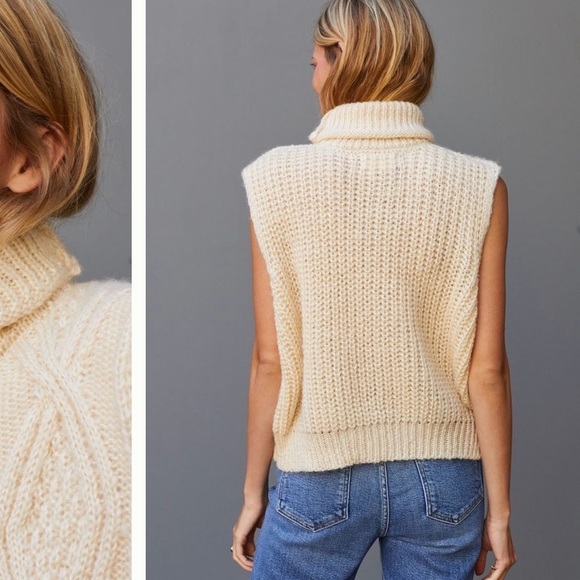 Anthropologie NWT Cable-Knit 🧶 Turtleneck Vest One Size . - Picture 5 of 6